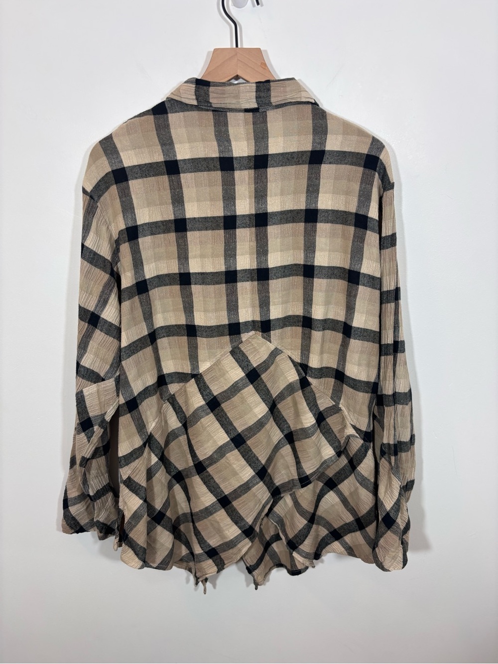 Mill Valley Hobo Shirt XL asymmetric button-down plaid shirt Lagenlook Artsy - Picture 5 of 11